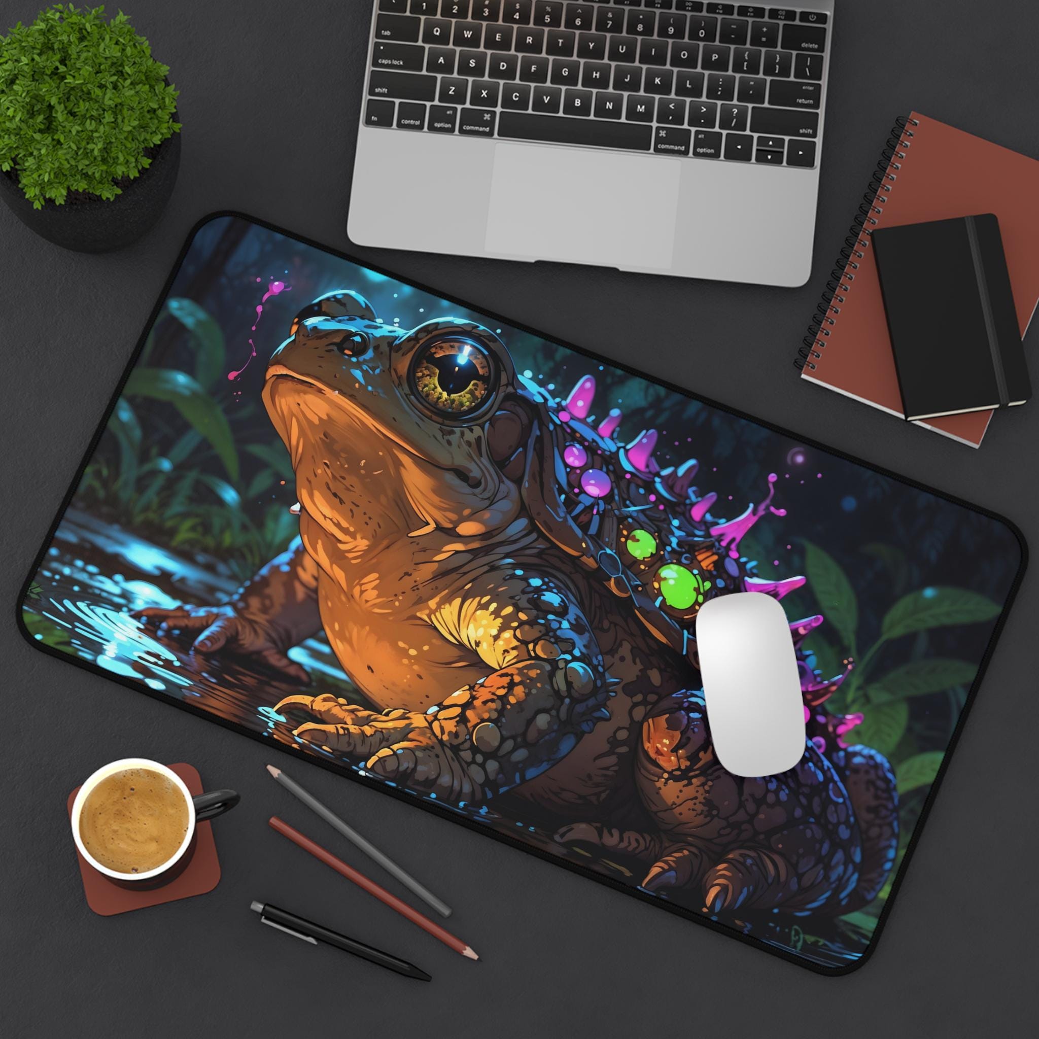 Desk Setup Workspace - Urocza Mata na Biurko z Żabą