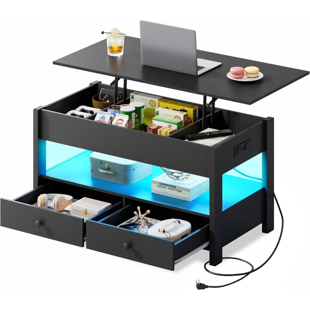 Desk Drawer Unit - Stolik kawowy WLIVE Black Lift Top