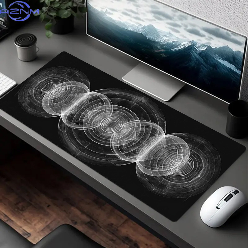 Desk Setup Workspace - Duża czarno-biała podkładka pod mysz z