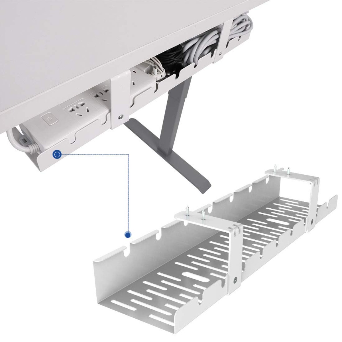 Desk Setup Workspace - Organizer na kable pod biurko, żelazny