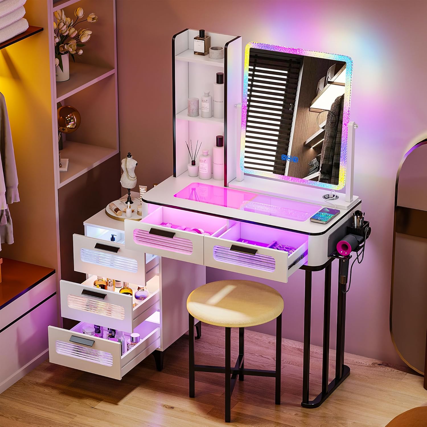 Desk Setup Charging Station - Biurko do makijażu i*-RGB z bezprzewodową
