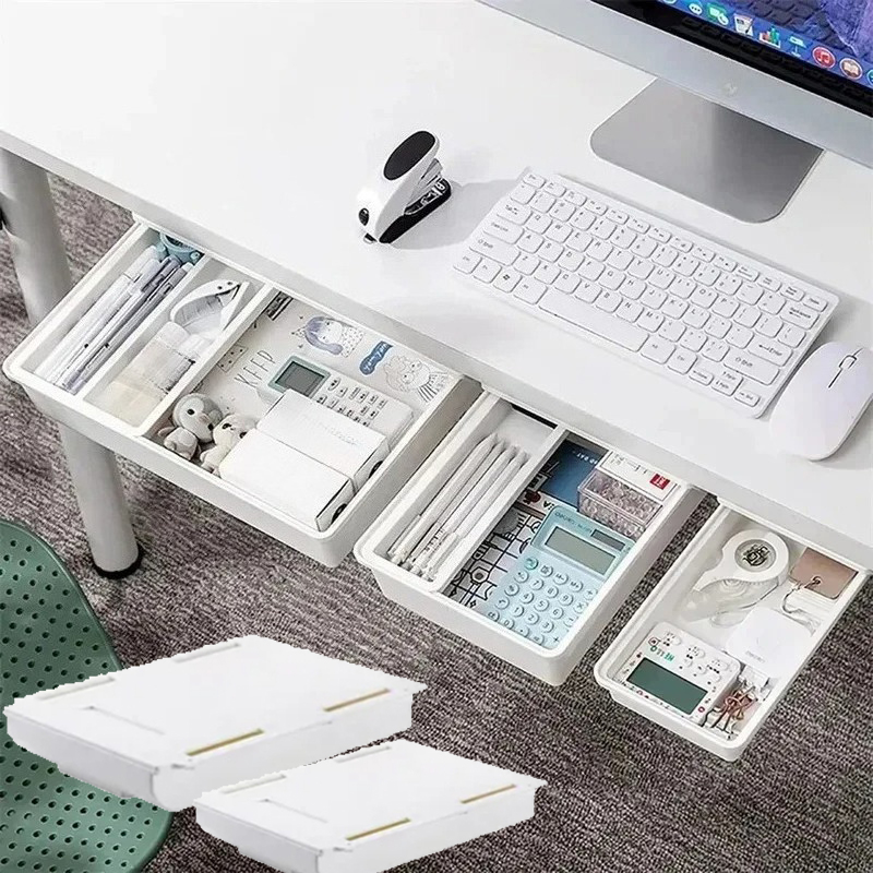 Desk Drawer Unit - Ukryta szuflada do przechowywania, samoprzylepna szuflada,