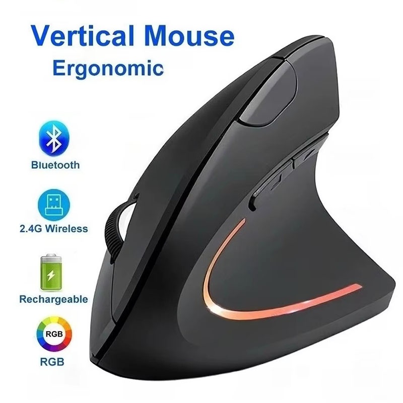 Desk Setup Ergonomics - Ergonomiczna pionowa mysz 2.4GHz Bluetooth do
