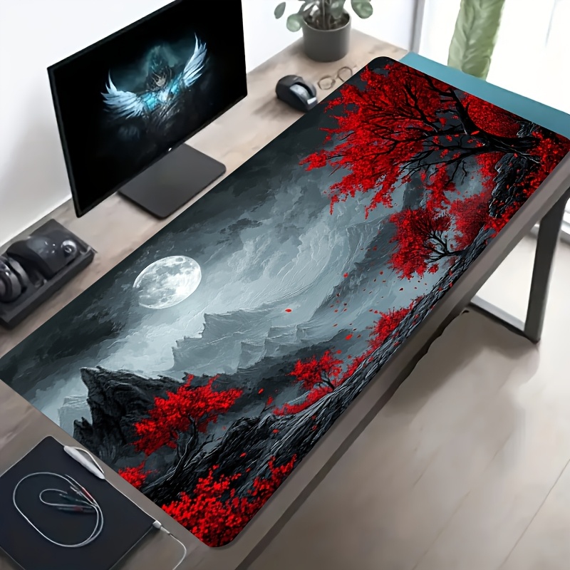 Desk Setup Red - Czerwona Podkładka Pod Mysz z Motywem