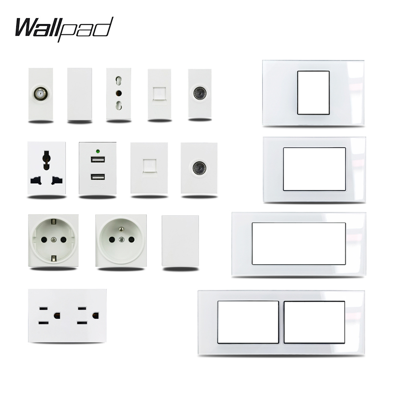 Power Strip Flat - US Italy Type DIY White Glass
