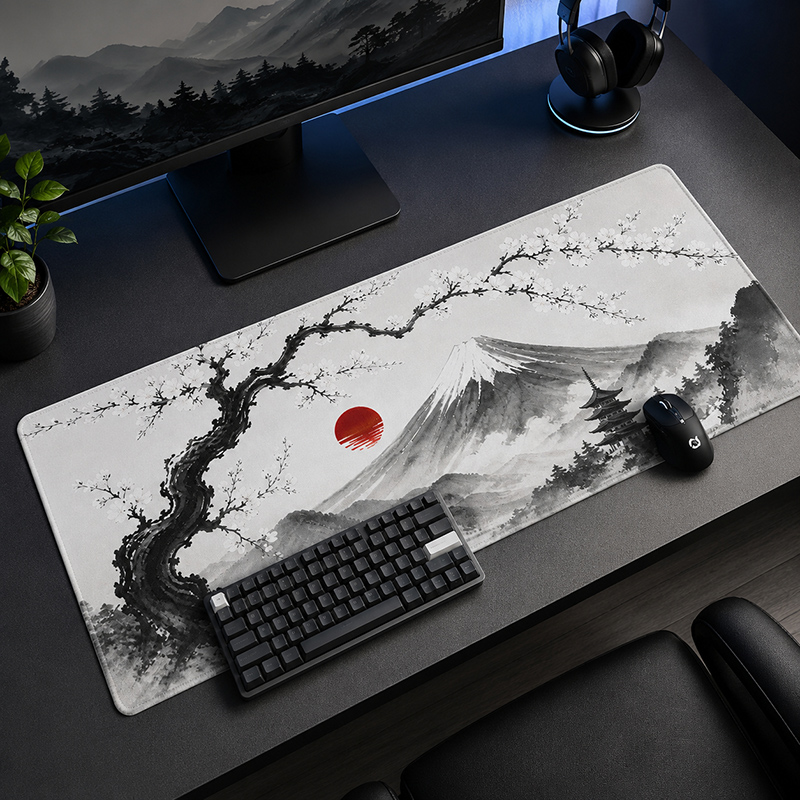 Desk Setup Red - Podkładka pod mysz Ink Mountain Red