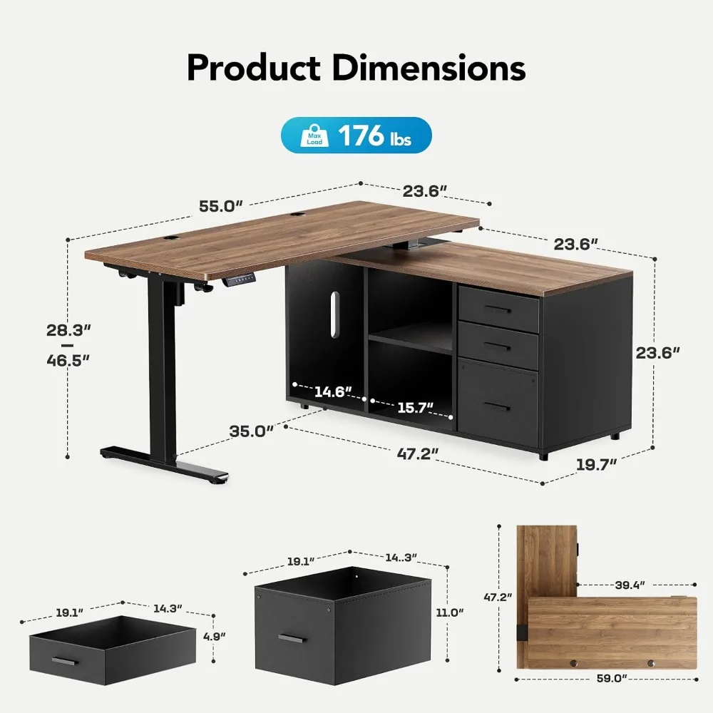 HUANUO 55-calowe biurko narożn – Desk Setup L Shaped recenzja i cena