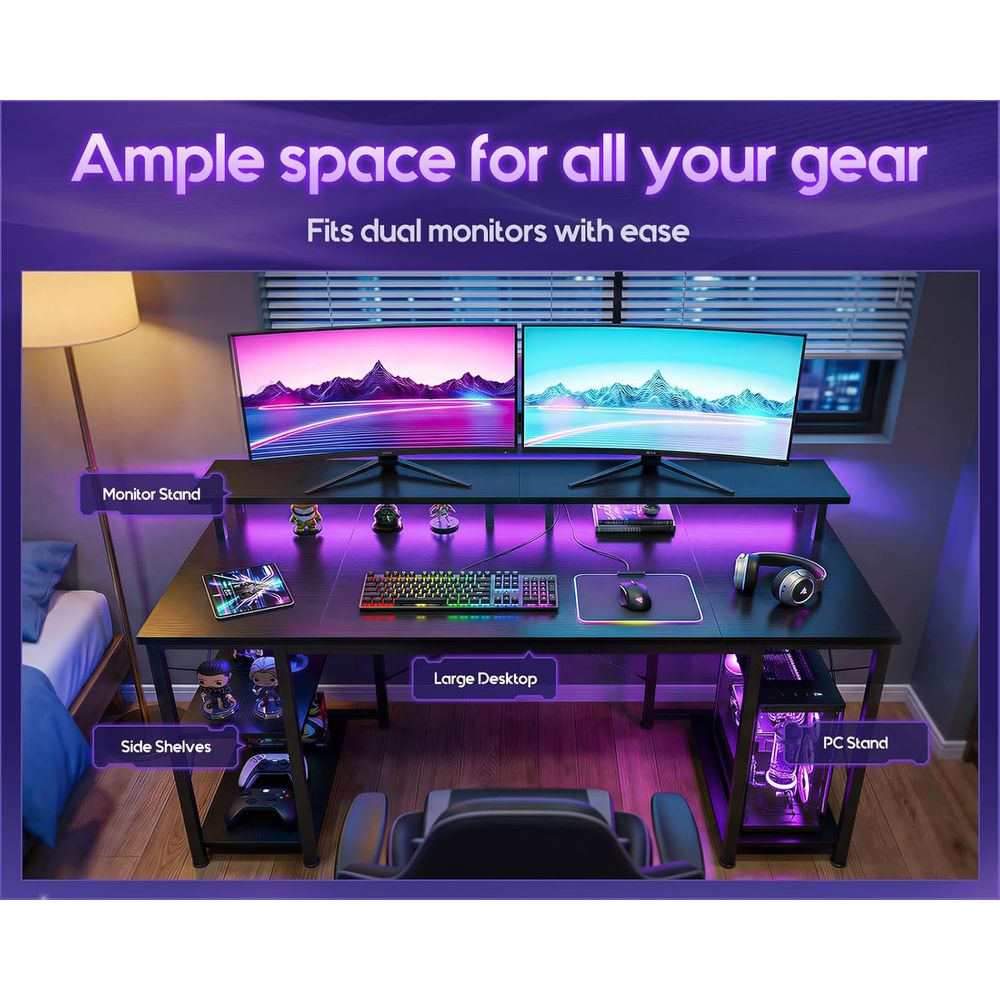 Biurko gamingowe z 55 diodami  – Desk Setup L Shaped recenzja i cena