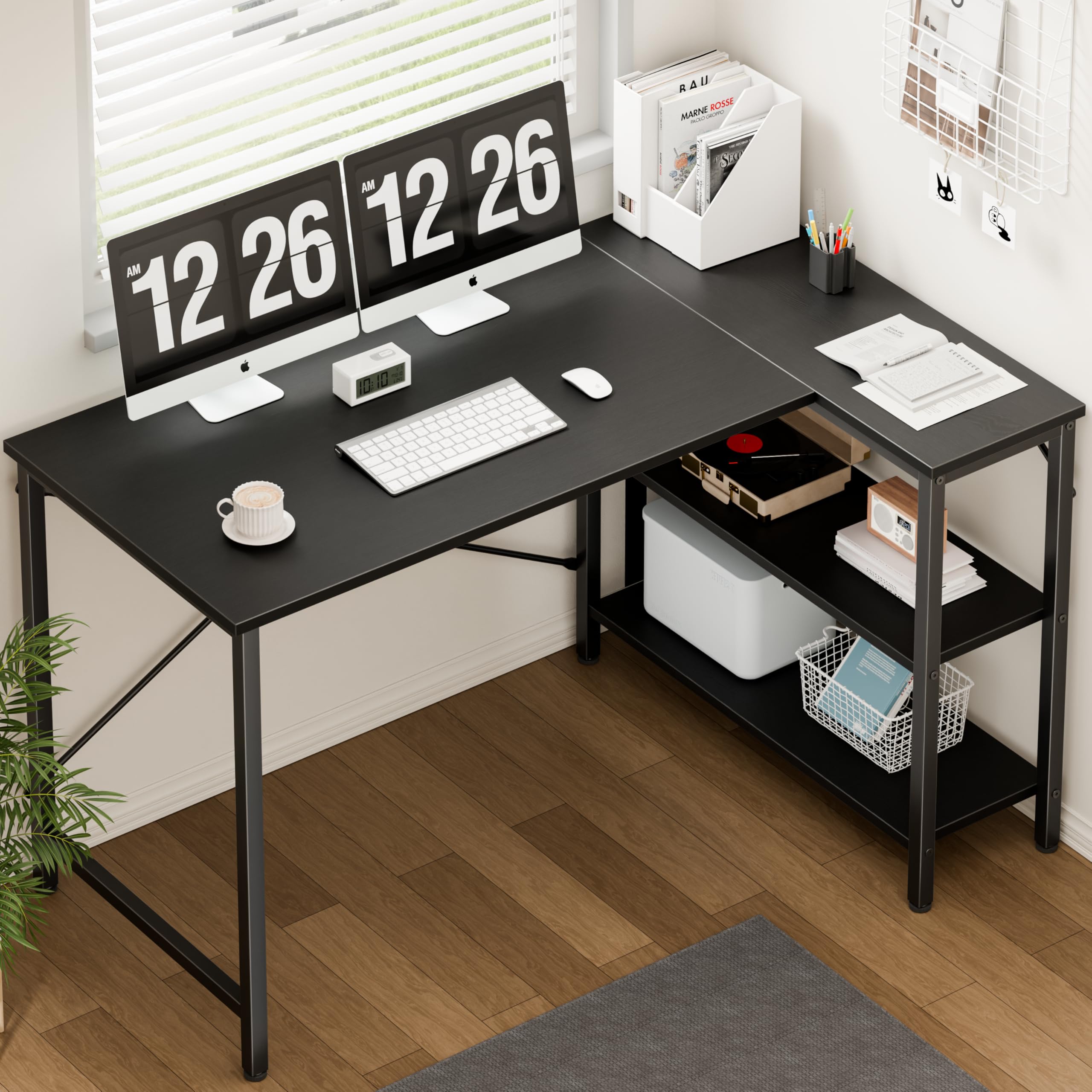 Biurko narożne JHK w kształcie – L Shaped Desk Setup recenzja i cena
