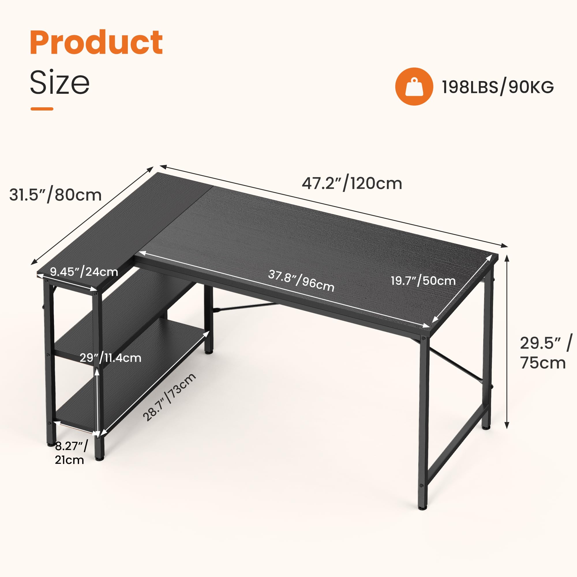 Biurko narożne JHK w kształcie – L Shaped Desk Setup recenzja i cena