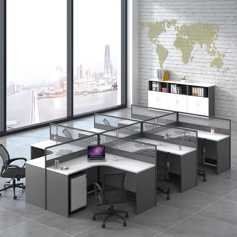Białe biurko do biura dla 2, 4 – Desk Setup L Shaped recenzja i cena