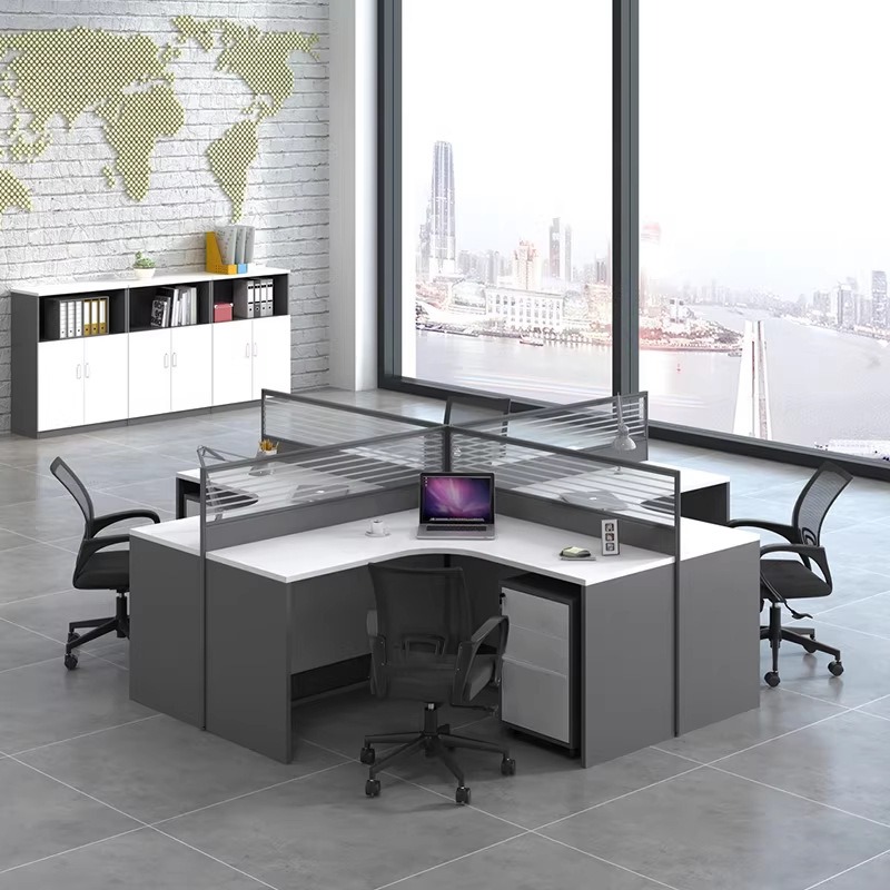 Białe biurko do biura dla 2, 4 – Desk Setup L Shaped recenzja i cena