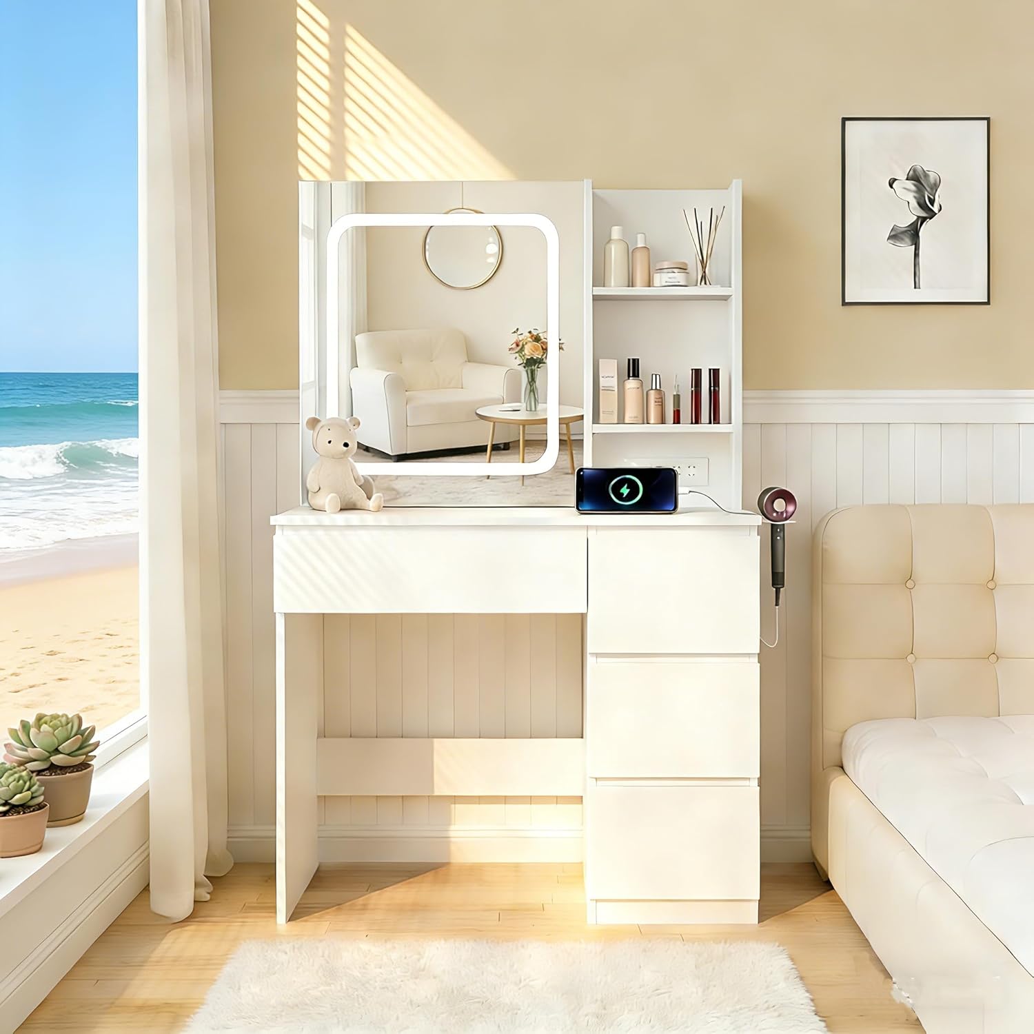 Toaletka z lustrem i ładowarką – Desk Setup Charging Station recenzja i cena