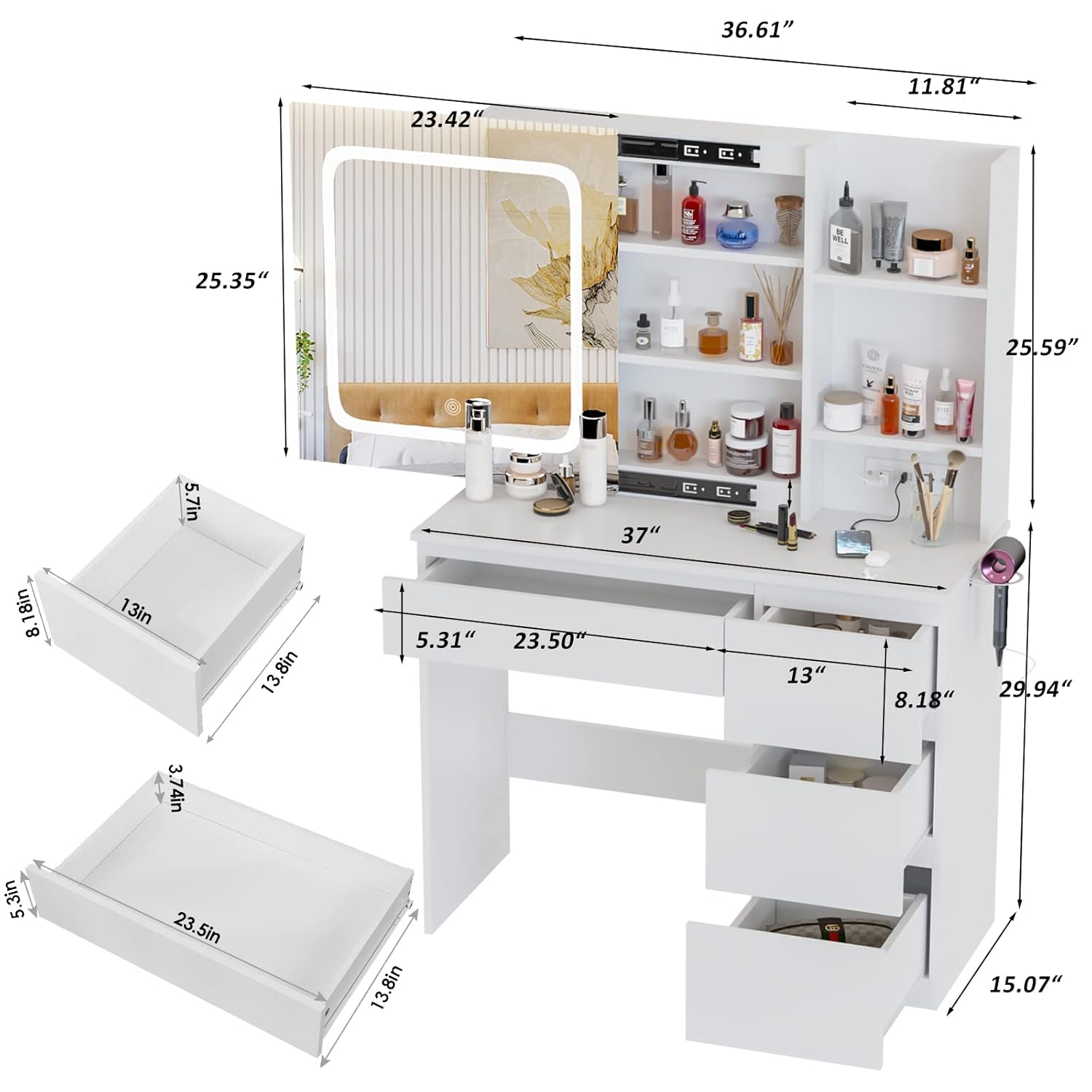 Toaletka z lustrem i ładowarką – Desk Setup Charging Station recenzja i cena