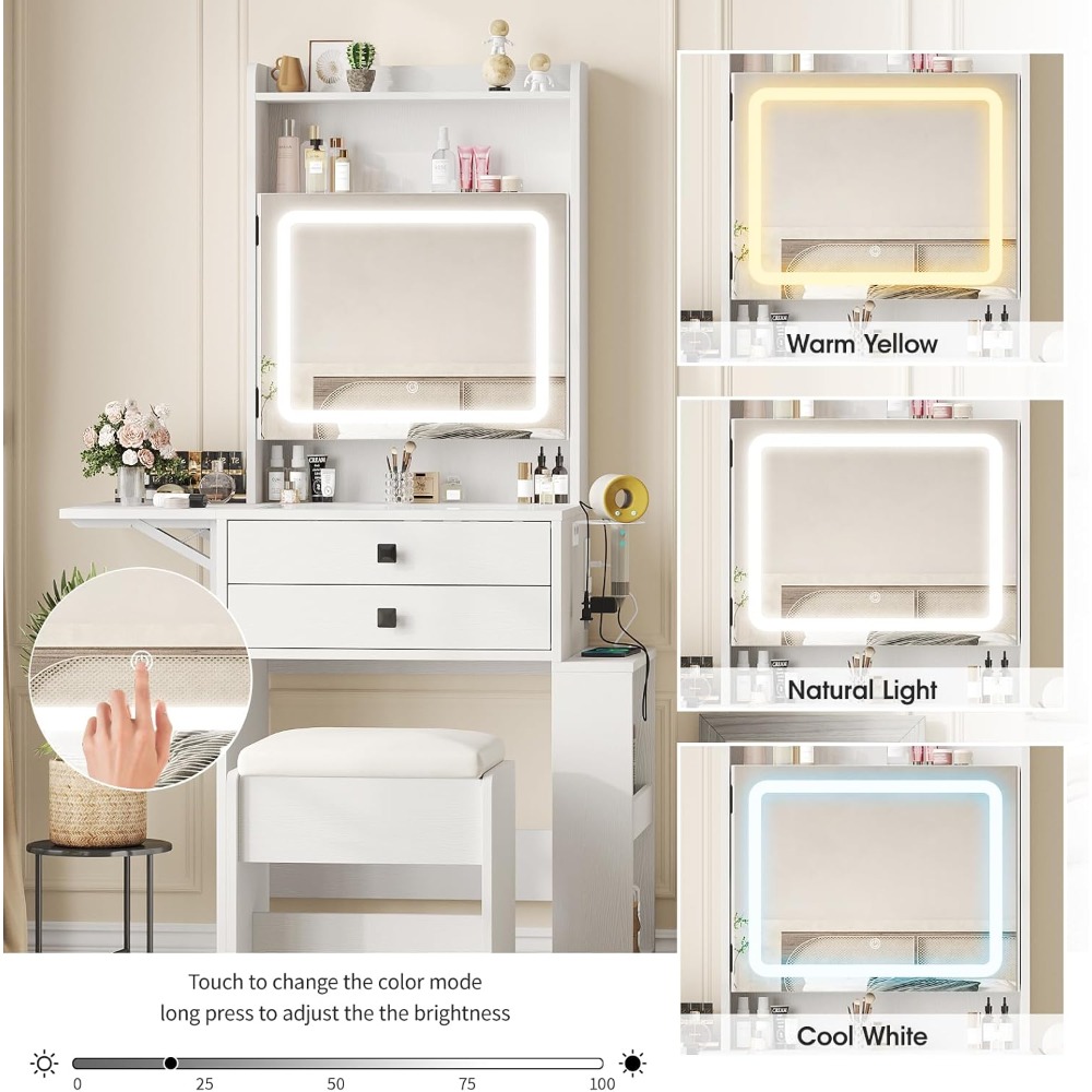 Mała toaletka z 3 regulowanymi – Desk Setup In Small Bedroom recenzja i cena
