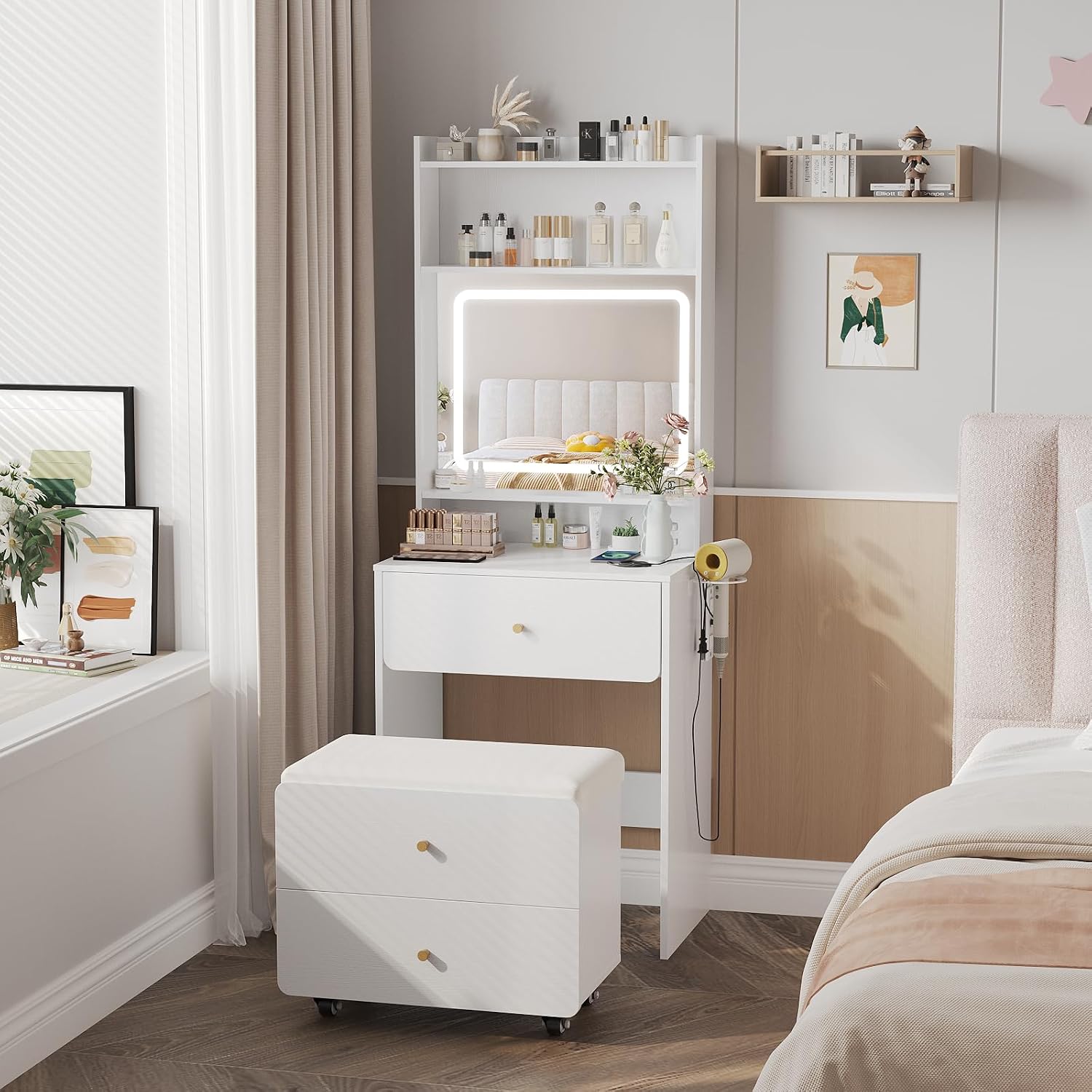 Toaletka z lustrem i oświetlen – Desk Setup In Small Bedroom recenzja i cena