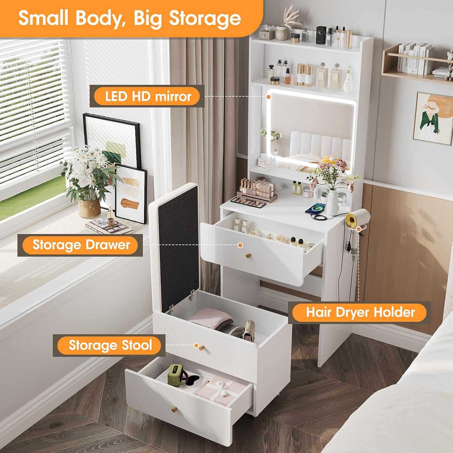 Toaletka z lustrem i oświetlen – Desk Setup In Small Bedroom recenzja i cena