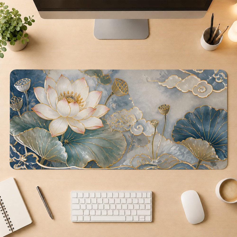 Elegancki wzór lotosu, antypoś – Desk Setup Workspace recenzja i cena