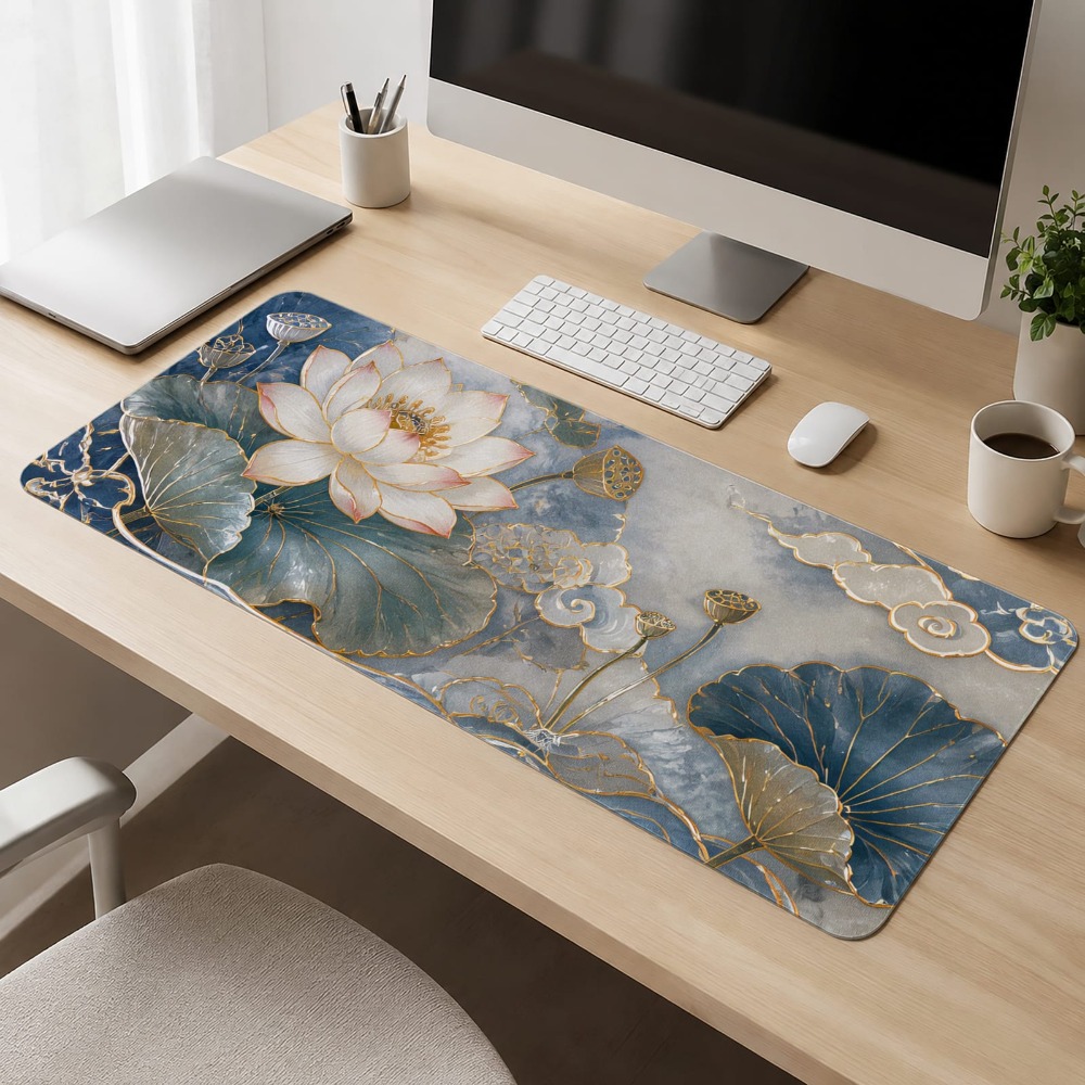 Elegancki wzór lotosu, antypoś – Desk Setup Workspace recenzja i cena
