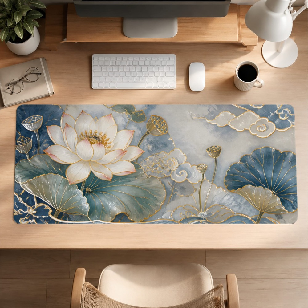 Elegancki wzór lotosu, antypoś – Desk Setup Workspace recenzja i cena